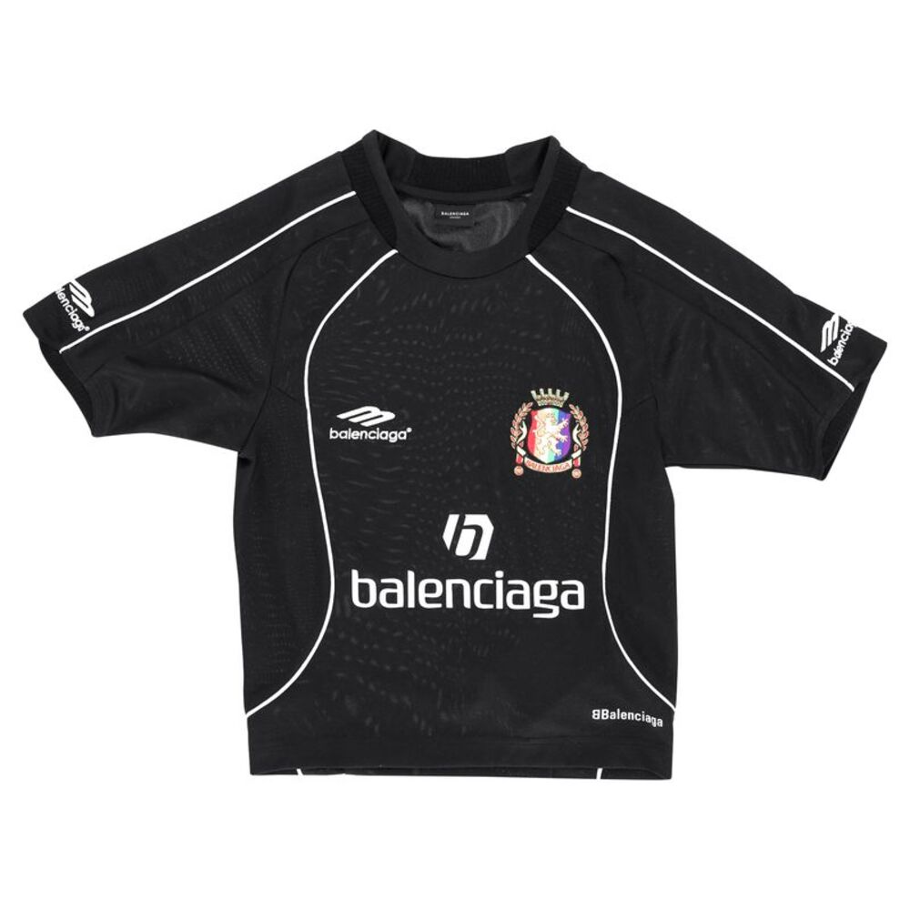 Balenciaga Lion Crest Soccer Jersey T-shirt in Black Polyester